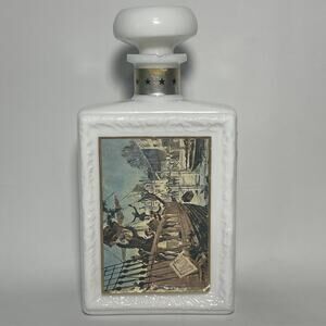 1968 JW Dant Americana Collection Boston Tea Party White Glass Whiskey Decanter